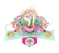 Second Nature Pop Ups 51st Birthday Card Pop Up 3D Happy Birthday Card Age 51 Today 3D For Her By Love Kate's - Pink-Gold, Floral Detail, Keepsake, Envelope, Easy Post, Personalised Age