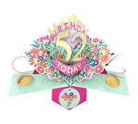 Second Nature Pop Ups 52nd Birthday Card Pop Up 3D Happy Birthday Card Age 52 Today 3D For Her By Love Kate's - Pink, Gold, Floral Design, Personalised Age, White Envelope Included, Special
