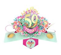 Second Nature Pop Ups 59th Birthday Card Pop Up 3D Happy Birthday Card Age 59 Today 3D For Her By Love Kate's - Foiled Floral Keepsake, White Envelope, Milestone, Women, Surprise Reveal