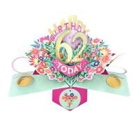 Second Nature Pop Ups 62nd Birthday Card Pop Up 3D Happy Birthday Card Age 62 Today 3D For Her By Love Kate's - Floral, Keepsake, Foil Detail, Personalised Age, Envelope, Postable, Milestone