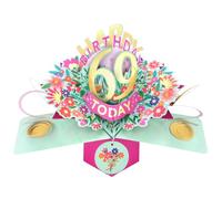 Second Nature Pop Ups 69th Birthday Card Pop Up 3D Happy Birthday Card Age 69 Today 3D For Her By Love Kate's - Keepsake, Foiled, Envelope, Heartfelt, Female, Pink, Gold, Personalised Age
