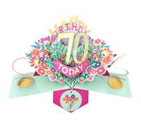 Second Nature Pop Ups 70th Birthday Card Pop Up 3D Happy Birthday Card Age 70 Today 3D For Her By Love Kate's - Floral Keepsake, Foiled, Envelope Included, Women, Surprise, Pink, Gold