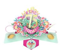 Second Nature Pop Ups 75th Birthday Card Pop Up 3D Happy Birthday Card Age 75 Today 3D For Her By Love Kate's - Floral, Pink, Gold, Foiled, Envelope Included, Female, Keepsake, Personalised