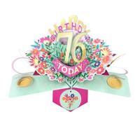 Second Nature Pop Ups 76th Birthday Card Pop Up 3D Happy Birthday Card Age 76 Today 3D For Her By Love Kate's - Floral Keepsake, Blank Message Panel, Envelope, Pink, Gold, Personalised