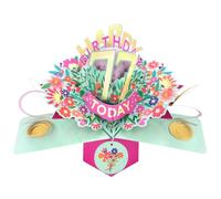 Second Nature Pop Ups 77th Birthday Card Pop Up 3D Happy Birthday Card Age 77 Today 3D For Her By Love Kate's - Keepsake, Floral, Foiled, Envelope, Personalised Age, Pink, Gold