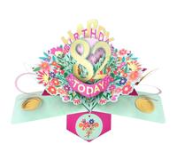 Second Nature Pop Ups 82nd Birthday Card Pop Up 3D Happy Birthday Card Age 82 Today 3D For Her By Love Kate's - Pink, Gold, Florals, Keepsake, Envelope Included, Personalised Age, Special