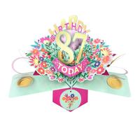 Second Nature Pop Ups 87th Birthday Card Pop Up 3D Happy Birthday Card Age 87 Today 3D For Her By Love Kate's - Keepsake, Floral, Envelope, Pink, Gold, Milestone, Elegant