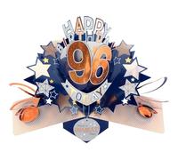 Second Nature Pop Ups 96th Birthday Card Pop Up 3D Happy Birthday Card Age 96 Today 3D For Him By Love Kate's - Keepsake, Foiled, Personalised Age, Male, Envelope Included