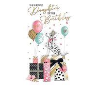 Second Nature Pop Ups Daughter Birthday Card Embellished Dalmatian Dog Champagne Greeting Card JGS712, 13cm x 23cm