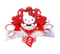 Second Nature Pop Ups Hello Kitty 3D Pop Up 5th Birthday Card Cute 5 Today Keepsake Card For Her Collectable Greeting Card - Freestanding, Vibrant Design, Hello Kitty Fan, Eco-Friendly, Keepsake