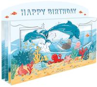 Second Nature Pop Ups Spectacular 3D Dolphins Under The Sea Happy Birthday Card Freestanding Cards SPT007