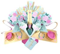 Second Nature Pop Ups Wedding Day 3D Pop Up Greeting Card Sparkling Celebration Roses & Champagne By Second Nature - Luxurious Design, Heartfelt Emotion, Eco-Friendly, Keepsake, Celebration