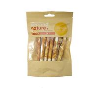 Second Nature Rawhide Dog Treats 5" x 7/8mm Whitehide Twisted Stick Wrapped in Chicken 6 Pack (Pack of 10)
