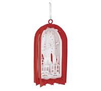 SECOND NATURE Red Lantern 3D Laser Cut Christmas Card Hanging Tree Decoration Reindeer Detail - Lazer Ornaments Keepsake, Gift, Posted Flat, Envelope Included, Blank Message, Paper Bauble
