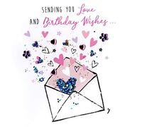 Second Nature Sending You Love Happy Birthday Hand-Finished Greeting Card Sparkle Dust Cards HSD016