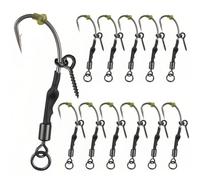 Seconero 12 Pcs Ronnie Rigs with Boilie Screws, Curved Barbed Carp Hooks 8#