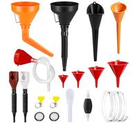 Seconero 13 Pcs Universal Fuel Funnel Set, Right Angle Flexible Plastic Funnel Set with Filter & Detachable Spout, Wide Mouth Fuel Funnels and Long Mouth Funnels for Water/Gasoline/Coolant/Engine Oil