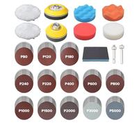 Seconero 143 Pcs 3 inch Sanding Discs Kit for Drill, 75mm Sandpaper Hook and Loop 80-5000 Grits With 1/4" Shank, Backer Pads and Sanding Sponge Sander, Sponge Buffing Pad, Drill Sanding Attachments