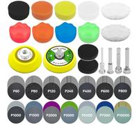 Seconero 158 Pcs 50mm Car Sanding Kit, Wet Dry Hook and Loop Sanding Discs 60-10000 Grit Sandpaper for Drill Sanding Attachment, Headlight Polishing Kit, Backing Pads Polishing Kit for Wood Metal