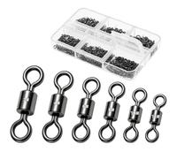 Seconero 200pcs Fishing Swivels Set Mixed Size 2# to 12# Sea Swivels Fishing Tackle Kit with 6-Compartment Storage Box Stainless Steel Rolling Swivel for Freshwater Saltwater Carp Trout Lure