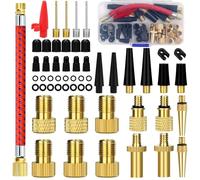 Seconero 54Pcs Bike Pump Adaptor Set, Presta to Schrader Valve Adapter With Inflatable Pump Adaptors 13cm Extension Hose & Storage Box Tyre Inflator Kit for Road Bikes Mountain Cycling Maintenance