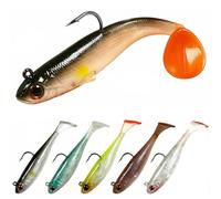Seconero 6 Pack Pre-Rigged Soft Plastic Lures with Internal Jig Head Hooks, 9cm 12g Paddle Tail Shad Swimbaits, Lifelike Fishing Lures for Pike, Perch, Zander, Sea Bass and Trout