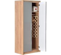 Seville 2 Door Wardrobe Grey High Gloss Light Oak Effect Veneer Hanging Rail