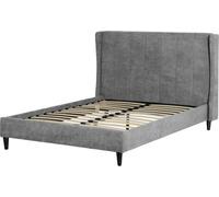 Seconique Amelia 5Ft Kingsize Bed Frame In Dark Grey Fabric With Elegant Winged Headboard