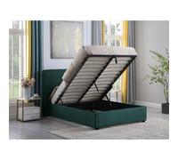 Seconique Amelia Plus 5Ft Kingsize Storage Lift Up Bed Green Velvet Fabric