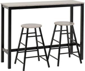 Seconique Athens Breakfast Bar Set Concrete Effect With Black Metal Legs