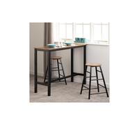 Seconique Athens Breakfast Bar Table and 2 Chairs Set in Acacia Effect, none