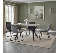 Athens Rectangular Dining Set with Lukas Chairs - Concrete table with Grey velvet chairs