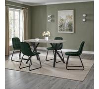 Athens Rectangular Dining Set with Lukas Chairs - Concrete table with Emerald Green chairs