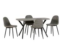 Seconique Athens Dining Set with 4 Dining Chairs in Concrete Effect