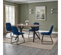 Athens Medium Oak Rectangular Dining Set with Lukas Chairs Seconique Blue One Size