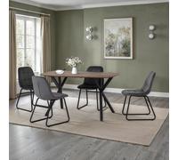 Seconique Athens Medium Oak Rectangular Dining Set with Lukas Chairs in Grey Seconique Grey