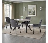 Seconique Athens Rect & Avery Dining Set - Concrete/Grey Velvet, Grey