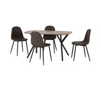 Seconique Athens Rectangular Dining Set - Medium Oak Effect/black/brown Faux Leather