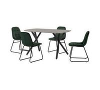 Athens Rectangular Dining Set with Lukas Chairs - Concrete table with Emerald Green chairs