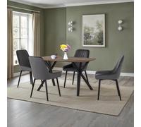 Athens Rectangular Dining Table with 4 Avery Chairs, Oak Effect Grey
