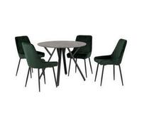 Athens Round Dining Table with 4 Avery Chairs Green