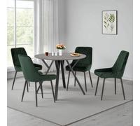 Athens Round Dining Table with 4 Avery Chairs Green