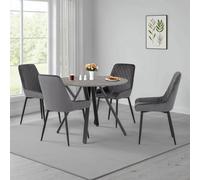 Seconique Athens Round & Avery Dining Set - Concrete/Grey Velvet