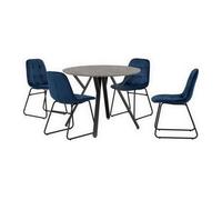 Athens Round Dining Set with Lukas Chairs - Sapphire Blue chairs