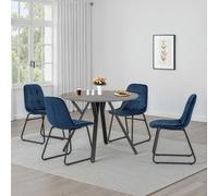Seconique Athens Round Dining Set with Lukas Chairs in Blue Seconique Blue