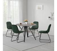 Seconique Athens Round & LUKas Dining Set - Concrete/Emerald Green Velvet