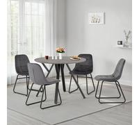 Seconique Athens Round Dining Set with Lukas Chairs in Grey Seconique Grey