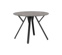 Athens Round Dining Table Concrete Effect Top Black Metal legs