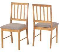 Seconique Austin Pair Of Chairs In Oak Effect And Grey Fabric - Priced Per Pair