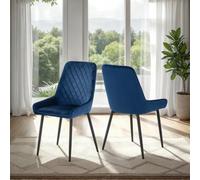 Seconique Avery Blue Velvet Dining Chair X2 Velvet Fabric Priced Per Pair
